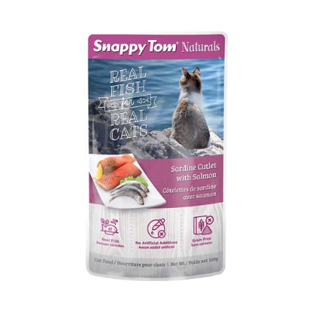 Snappy Toms Naturals Wet Cat Food - Sardine and Salmon Pouch 