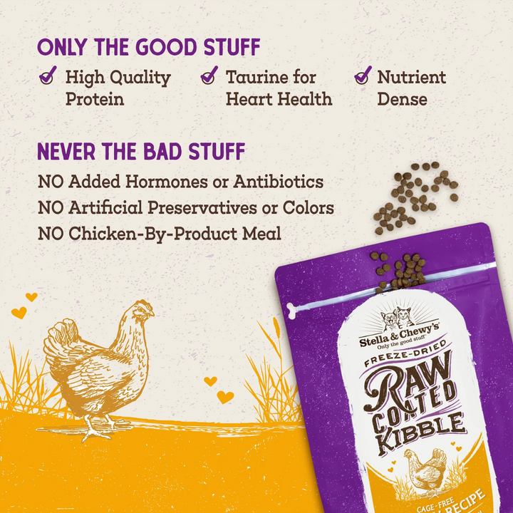 Stella & Chewy's Freeze-Dried Cat Food - Raw Coated Kibble Cage-Free Chicken Recipe