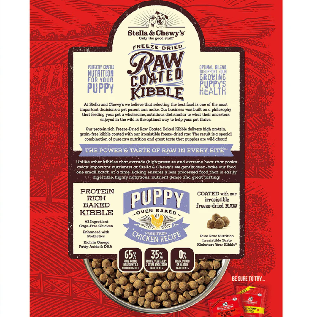 Stella & Chewy's Freeze-Dried Dog Food - Puppy Grain-Free Cage-Free Chicken Raw Coated Kibble