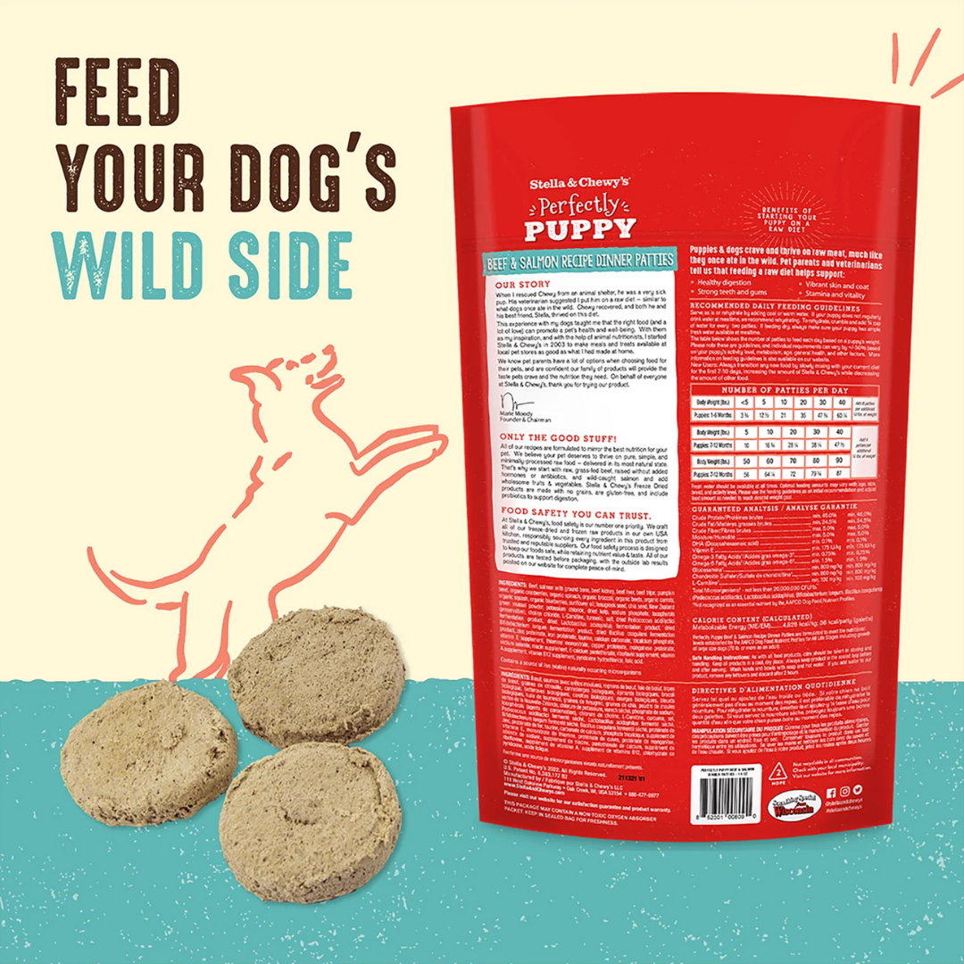 Stella & Chewy's Freeze-Dried Raw Dog Food - Perfectly Beef & Salmon Puppy Patties