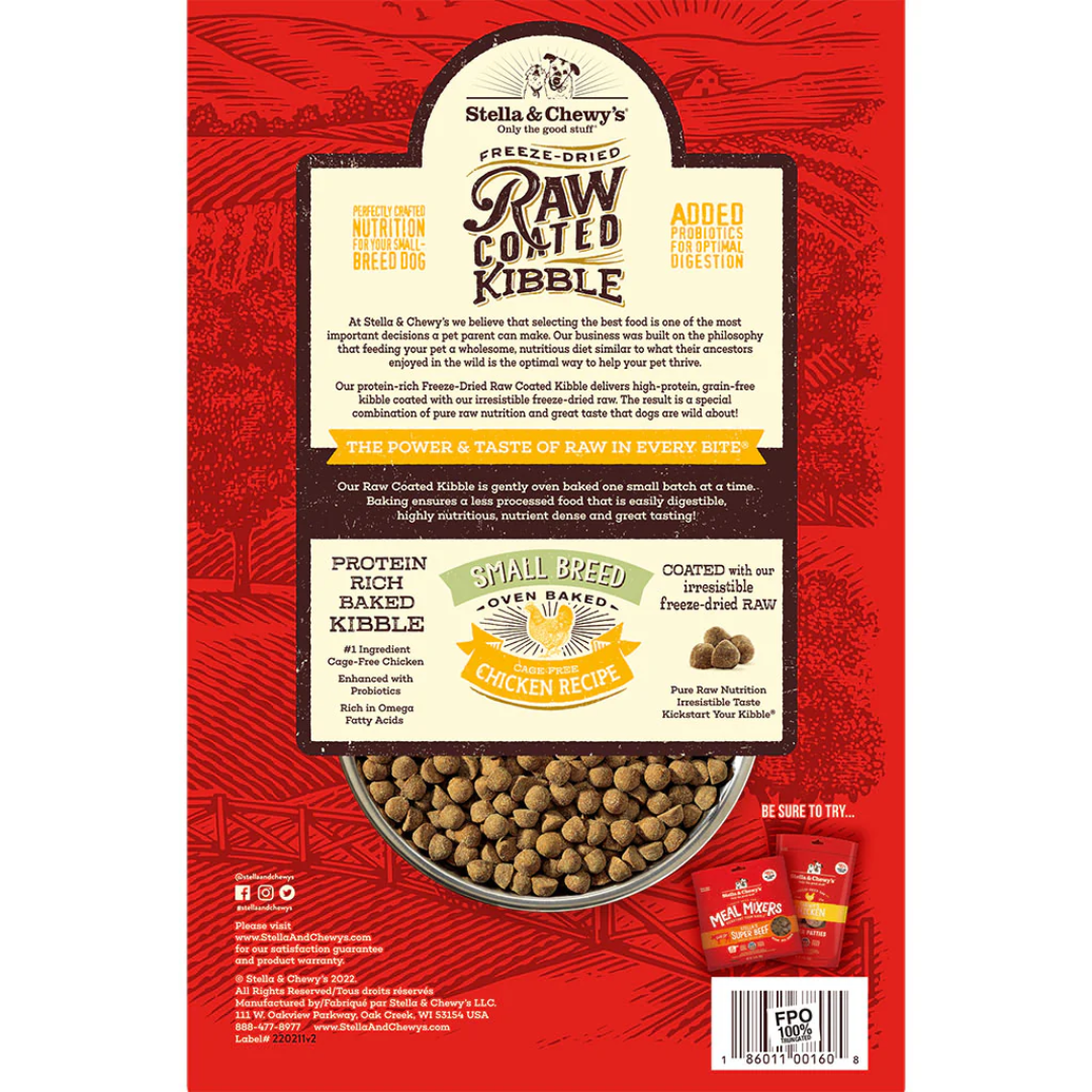 Stella & Chewy's Raw Freeze-Dried Dog Food - Cage-Free Chicken Coated Kibble for Small Breeds