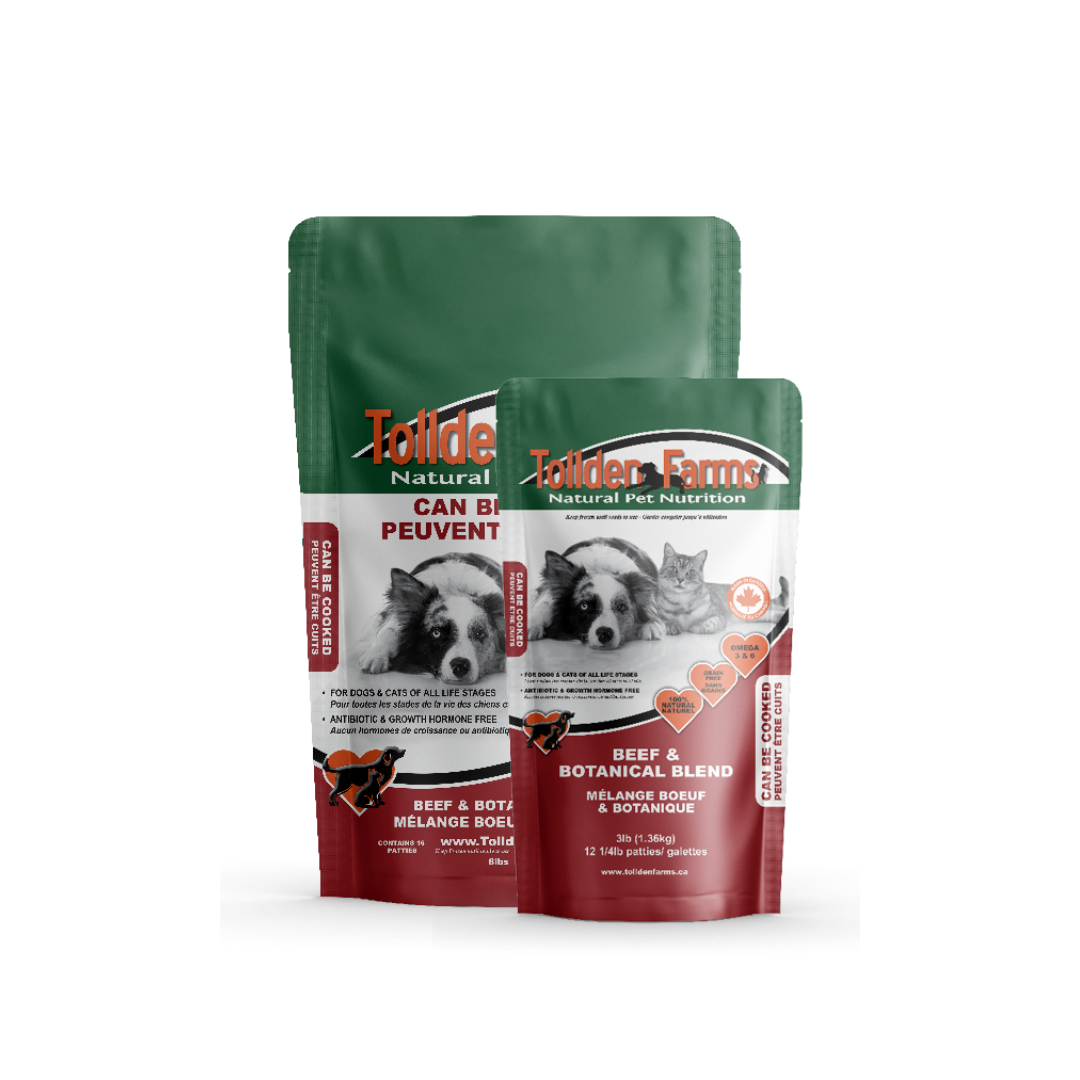 Tollden Farms Frozen Dog and Cat Food - Beef & Botanical Blend