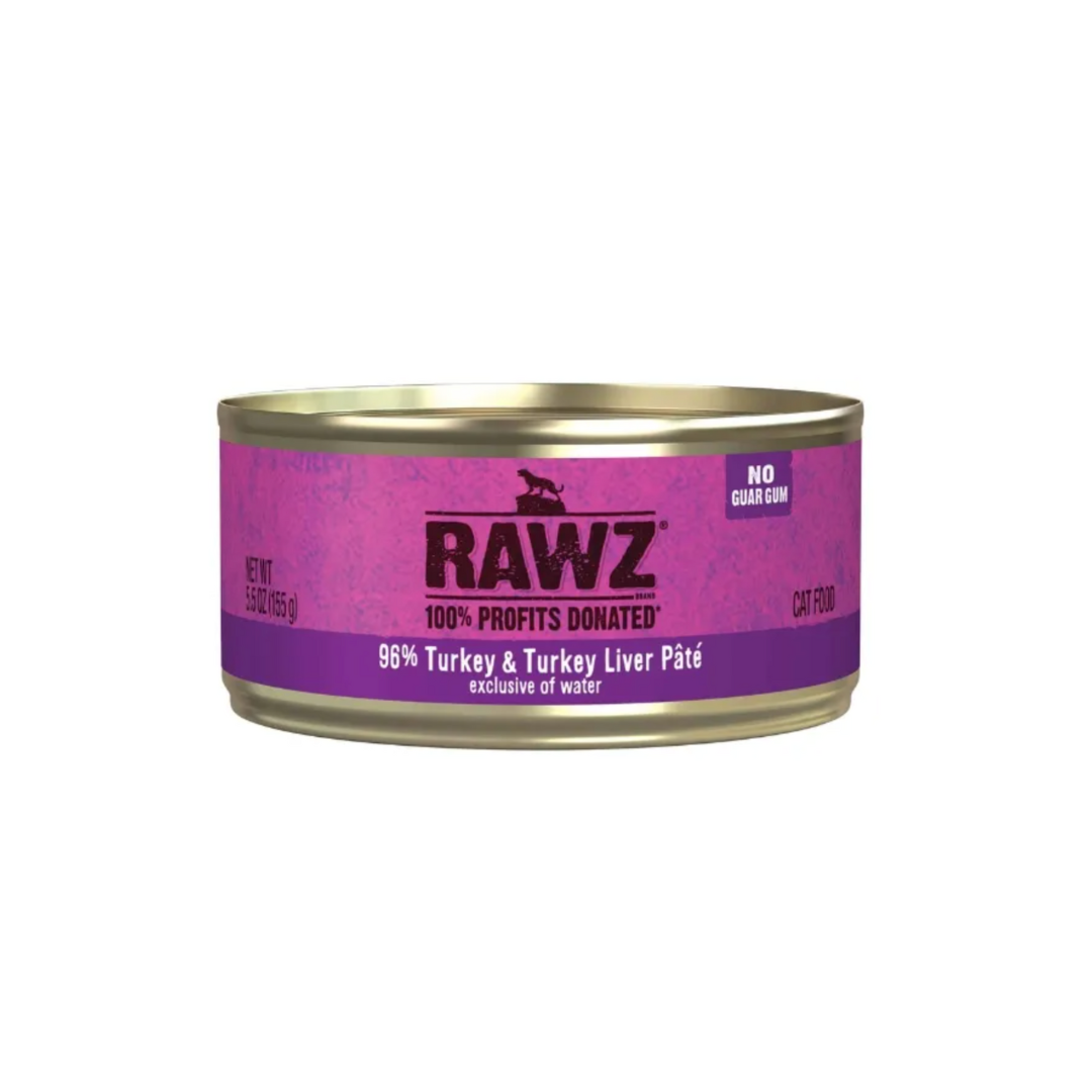 Rawz Wet Cat Food - 96% Turkey & Turkey Liver Canned