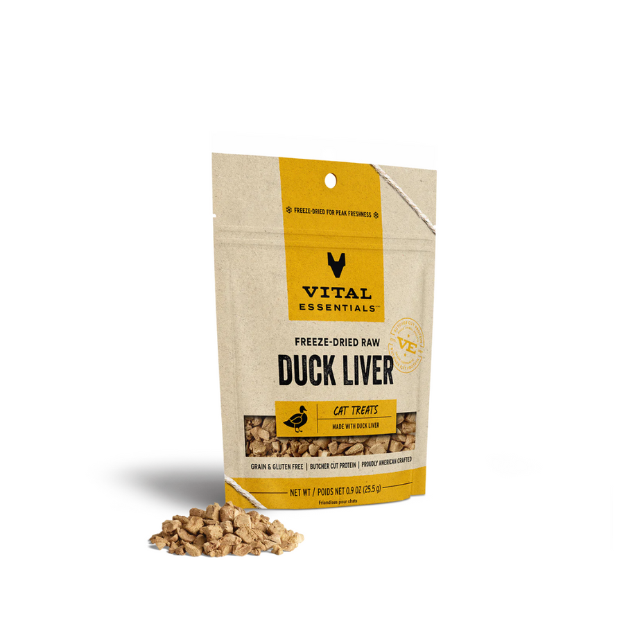 VITAL ESSENTIALS Freeze-Dried Cat Treats - Raw Duck Liver 