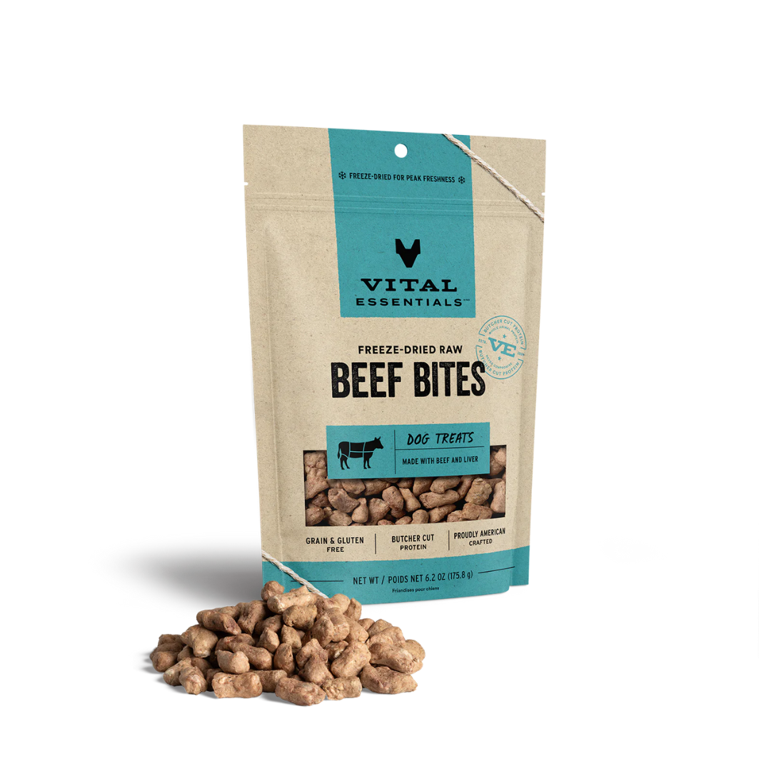 VITAL ESSENTIALS Dog Treats - Freeze-Dried Raw Beef Bites 