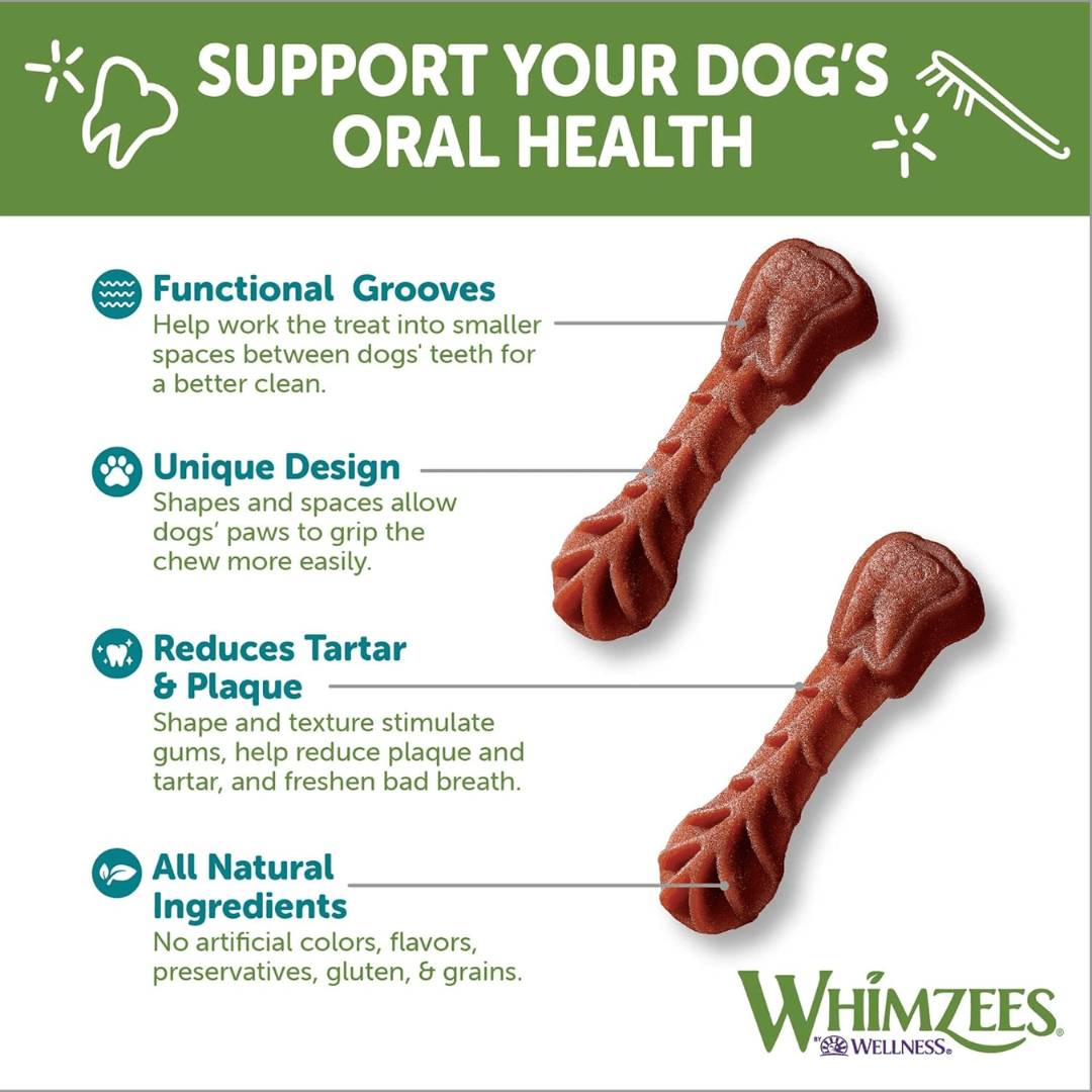 Whimzees Dog Treats - Brushzees All Natural Daily Dental Treats 