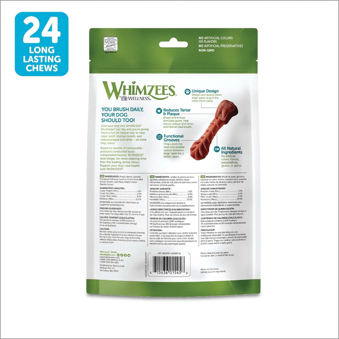 Whimzees Dog Treats - Brushzees All Natural Daily Dental Treats 