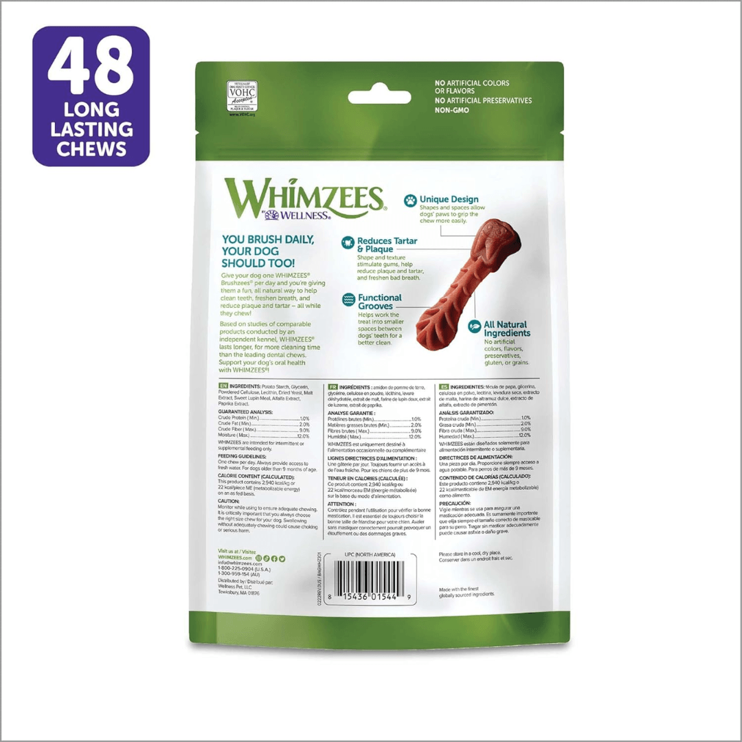 Whimzees Dog Treats - Brushzees All Natural Daily Dental Treats 