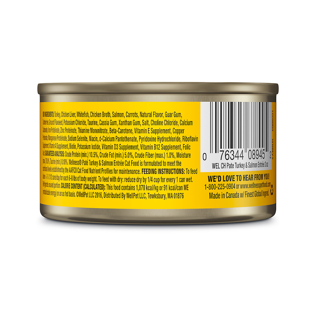 Wellness Wet Cat Food - Turkey & Salmon Entree Pate Canned 