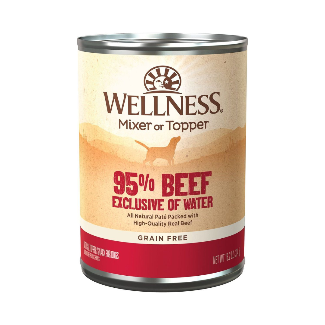 Wellness Wet Dog Food Toppers & Mixers - Complete Health 95% Recipe Beef Canned