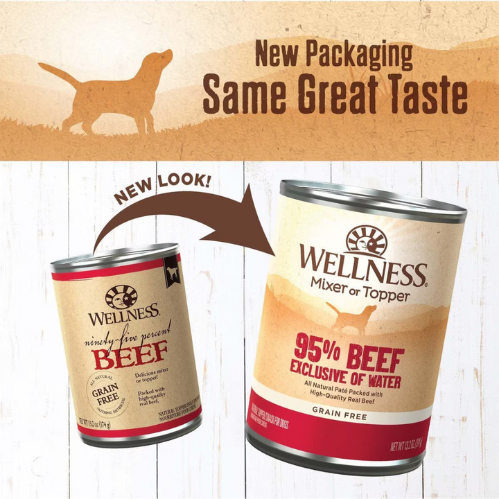 Wellness Wet Dog Food Toppers & Mixers - Complete Health 95% Recipe Beef Canned