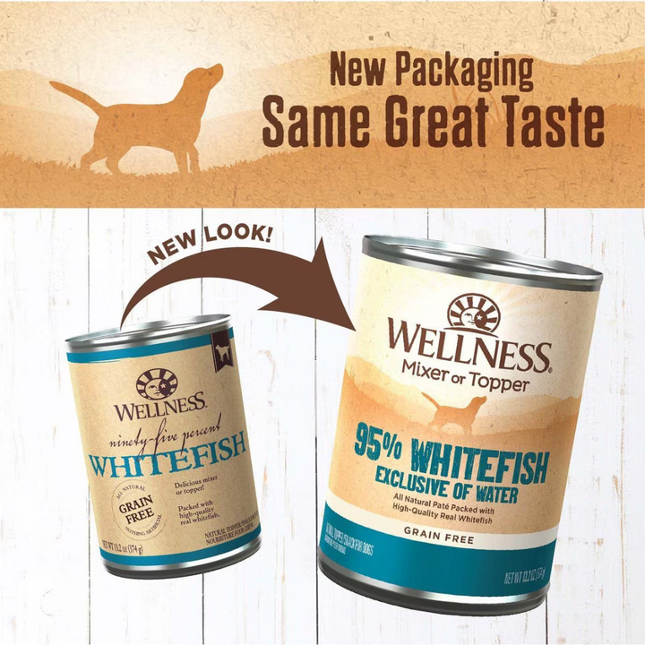 Wellness Wet Dog Food Toppers & Mixers - Complete Health 95% Recipe Whitefish