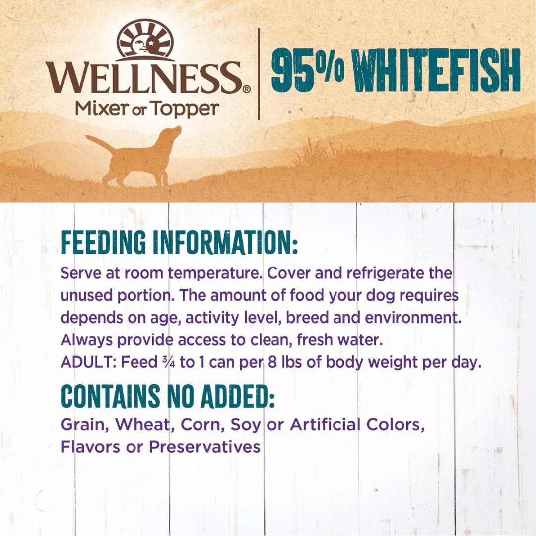 Wellness Wet Dog Food Toppers & Mixers - Complete Health 95% Recipe Whitefish