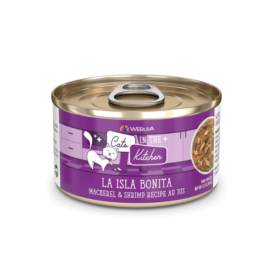 Weruva Cat Wet - Cats in the Kitchen La Isla Bonita Mackerel and Shrimp Recipe Au Jus Canned 