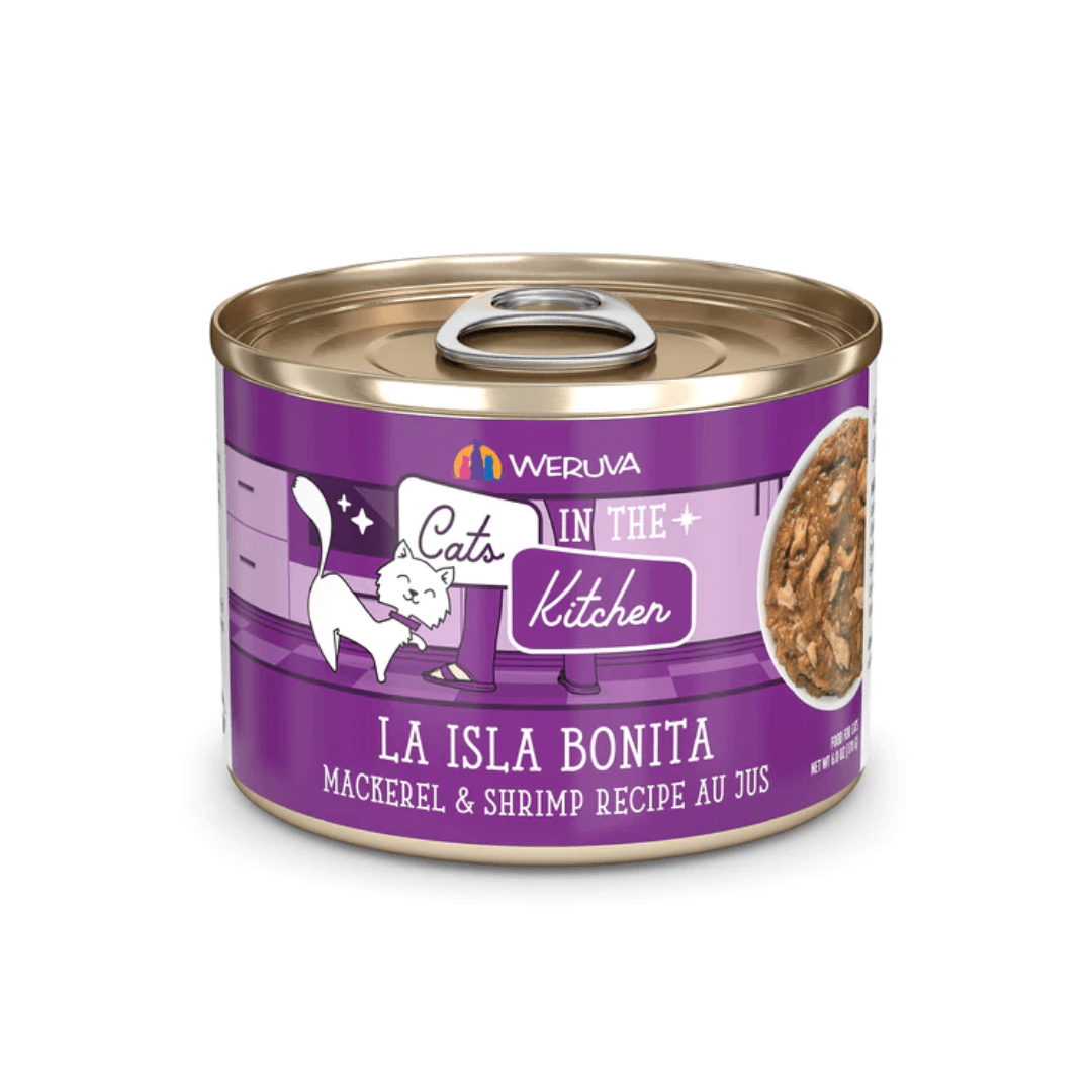 Weruva Cat Wet - Cats in the Kitchen La Isla Bonita Mackerel and Shrimp Recipe Au Jus Canned 