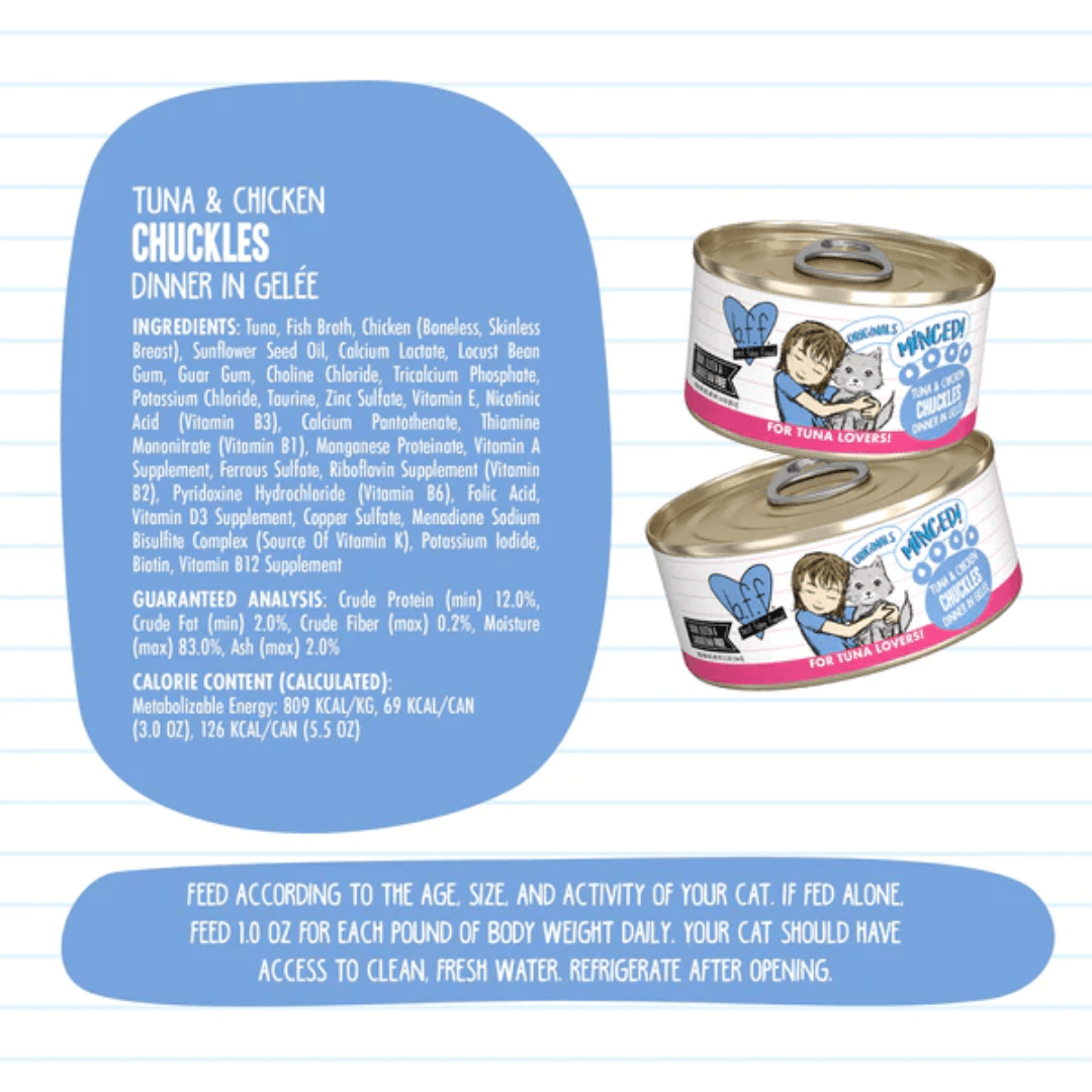 Weruva Wet Cat Food - BFF Minced Tuna & Chicken Chuckles Tuna & Chicken Dinner in Gelee Canned 