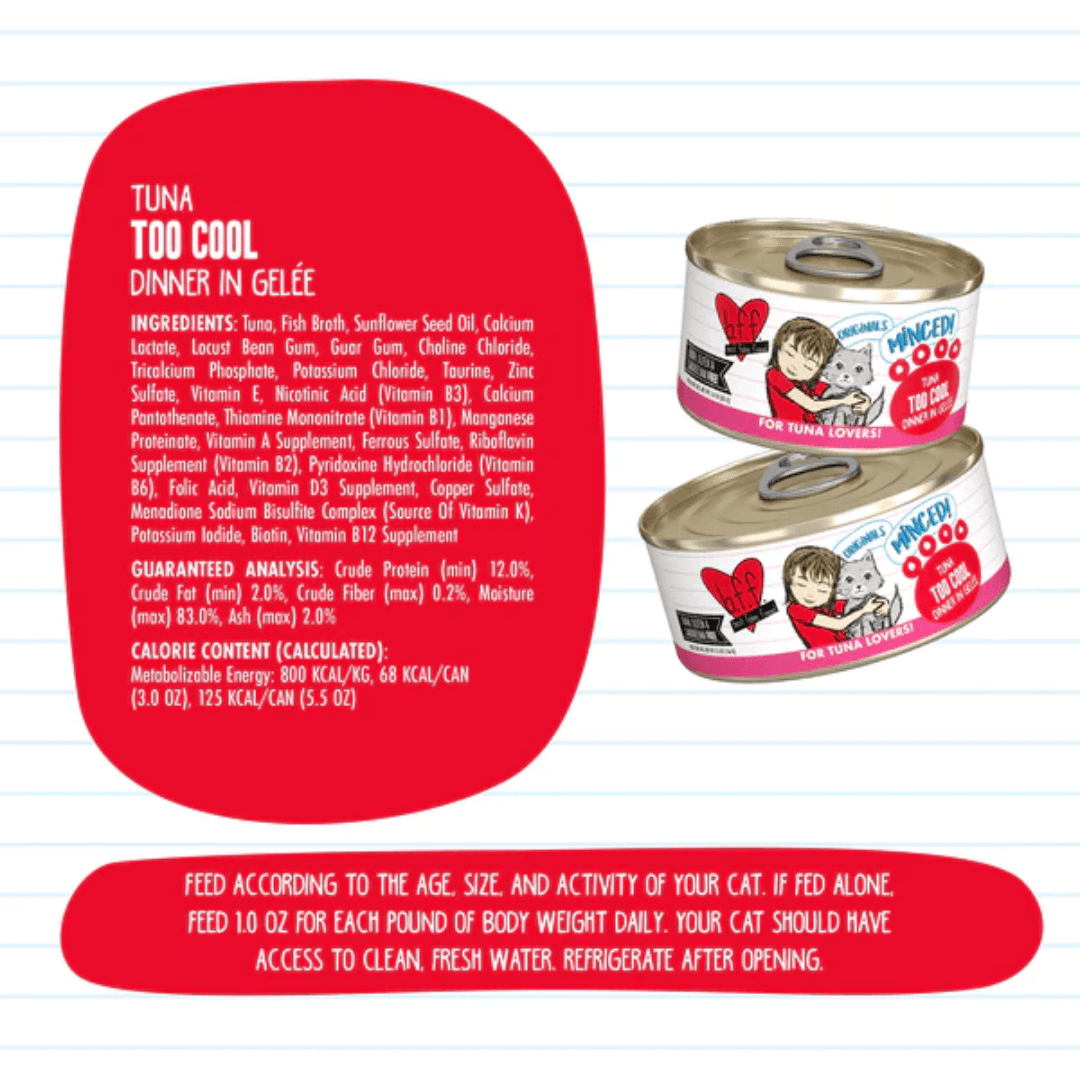 Weruva Wet Cat Food - BFF Minced Tuna Too Cool in Gelee Canned 