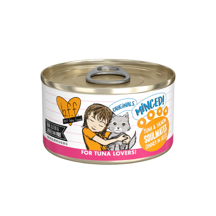 Weruva Wet Cat Food - BFF Minced Tuna & Salmon Soulmates Tuna & Salmon Dinner in Gelée Canned 