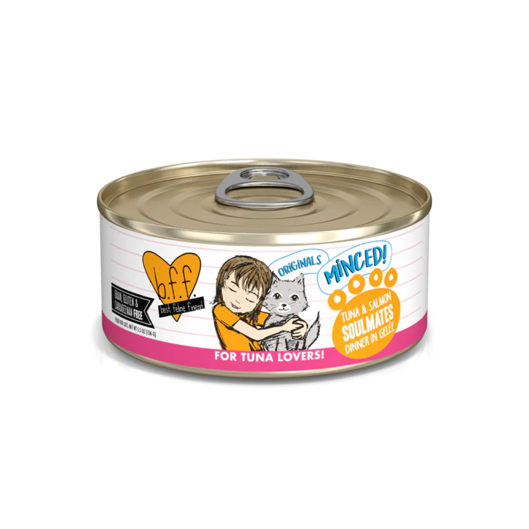 Weruva Wet Cat Food - BFF Minced Tuna & Salmon Soulmates Tuna & Salmon Dinner in Gelée Canned 