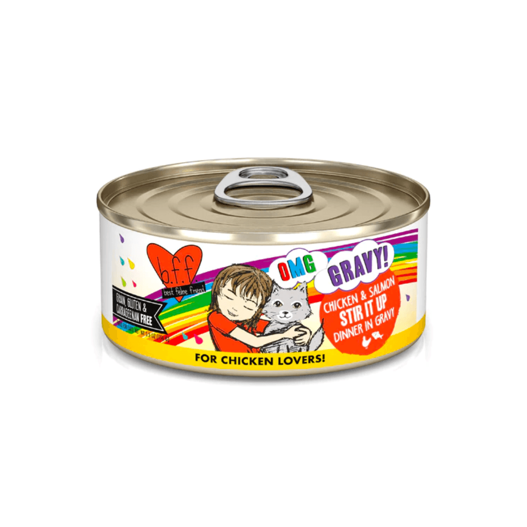 Weruva Wet Cat Food - BFF OMG Gravy Chicken & Salmon Stir It Up Chicken & Salmon Dinner in Gravy Canned 