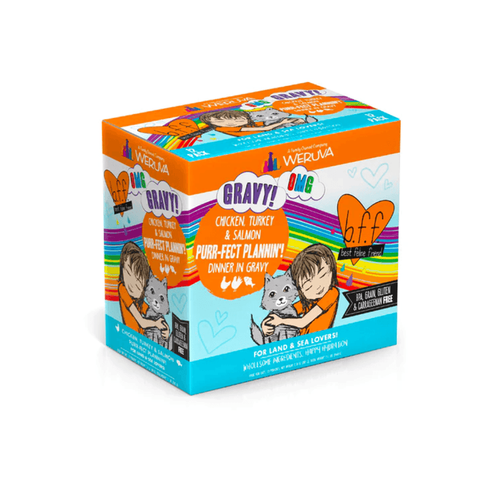 Weruva Wet Cat Food - BFF OMG Gravy  Chicken, Turkey, & Salmon Purr-Fect Plannin'! Pouch 