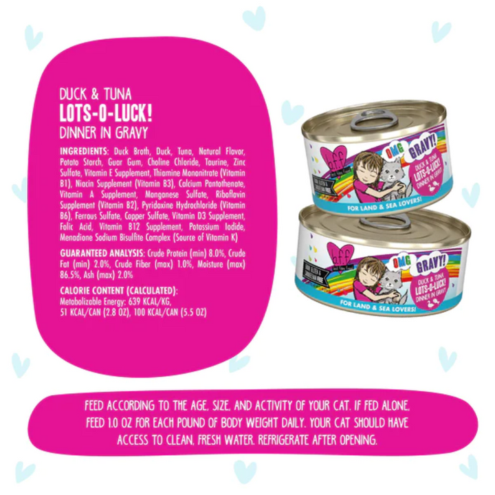 Weruva Wet Cat Food - BFF OMG Gravy  Duck & Tuna Lots-O-Luck! In Gravy Canned 