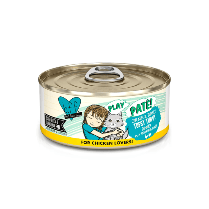 Weruva Wet Cat Food - BFF PLAY Paté Chicken & Turkey Topsy Turvy Chicken & Turkey Dinner in a Hydrating Purée Canned 