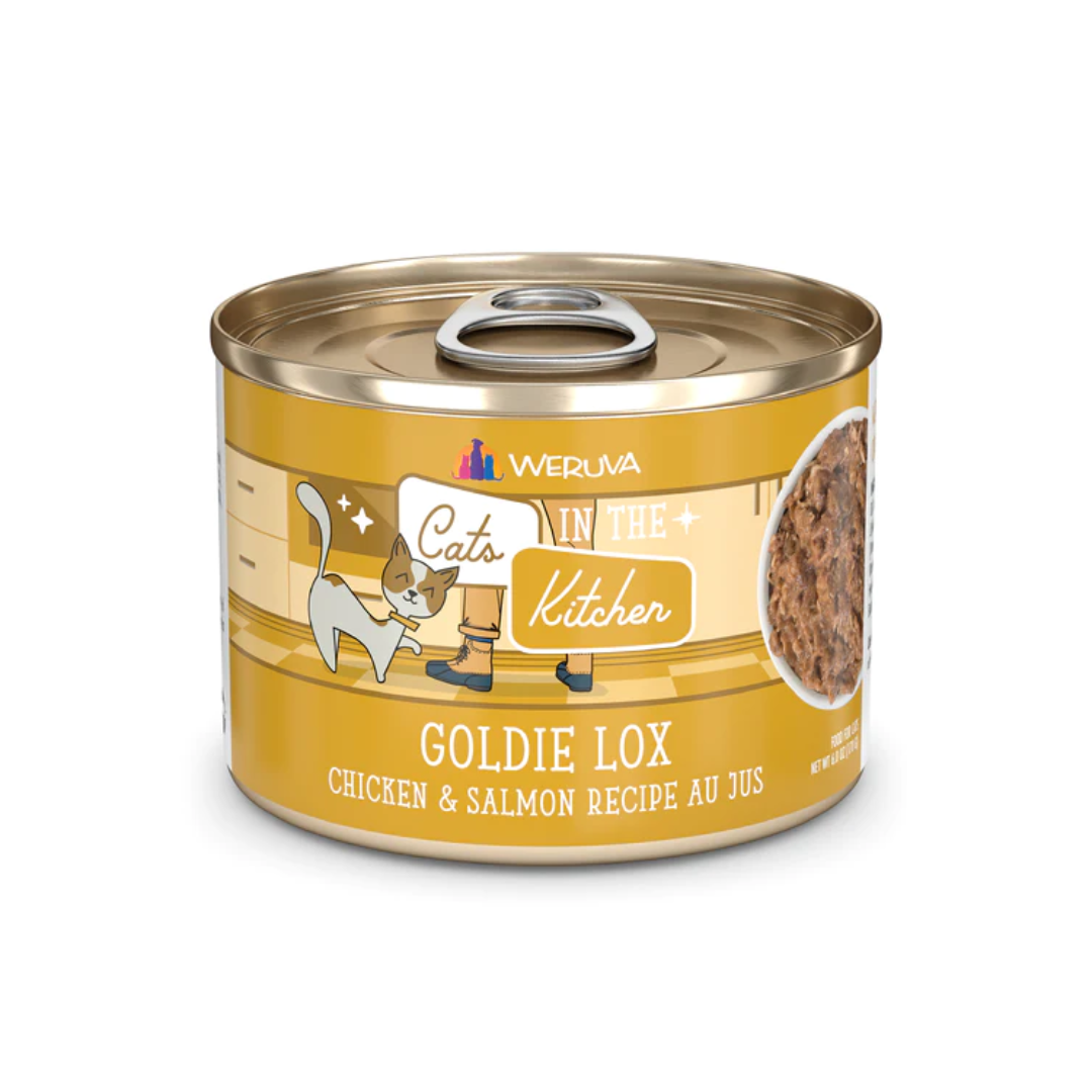 Weruva Wet Cat Food - Cats in the Kitchen Goldie Lox Chicken and Salmon Recipe Au Jus Canned 
