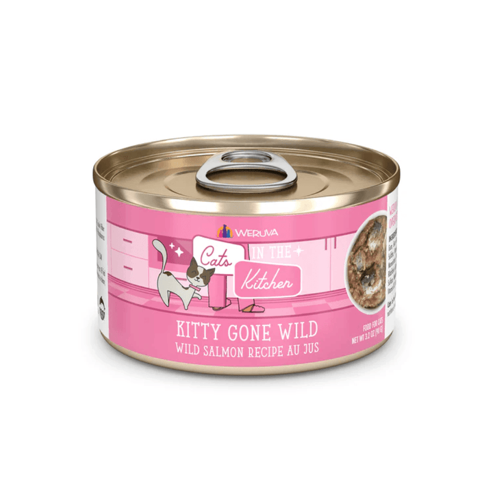 Weruva Wet Cat Food - Cats in the Kitchen Kitty Gone Wild Wild Salmon Recipe Au Jus Canned 