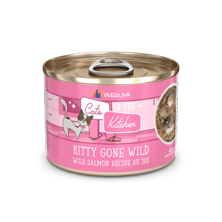 Weruva Wet Cat Food - Cats in the Kitchen Kitty Gone Wild Wild Salmon Recipe Au Jus Canned 