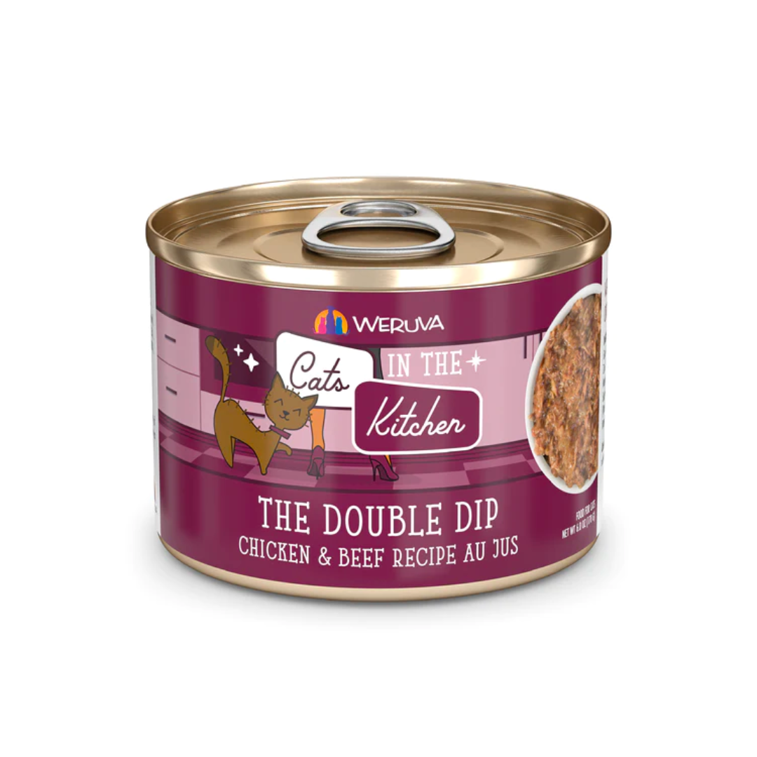 Weruva Wet Cat Food - Cats in the Kitchen The Double Dip Chicken and Beef Recipe Au Jus Canned 