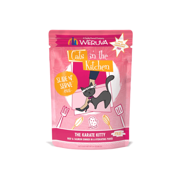 Weruva Wet Cat Food - Cats in the Kitchen The Karate Kitty Beef & Salmon in a Hydrating Puree Pouch 