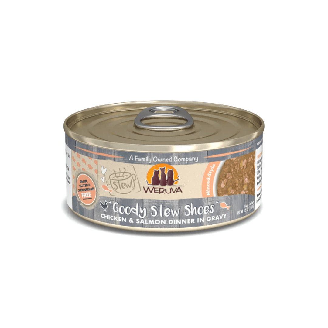 Weruva Wet Cat Food - Goody Stew Shoes Chicken & Salmon Dinner in Gravy Canned 