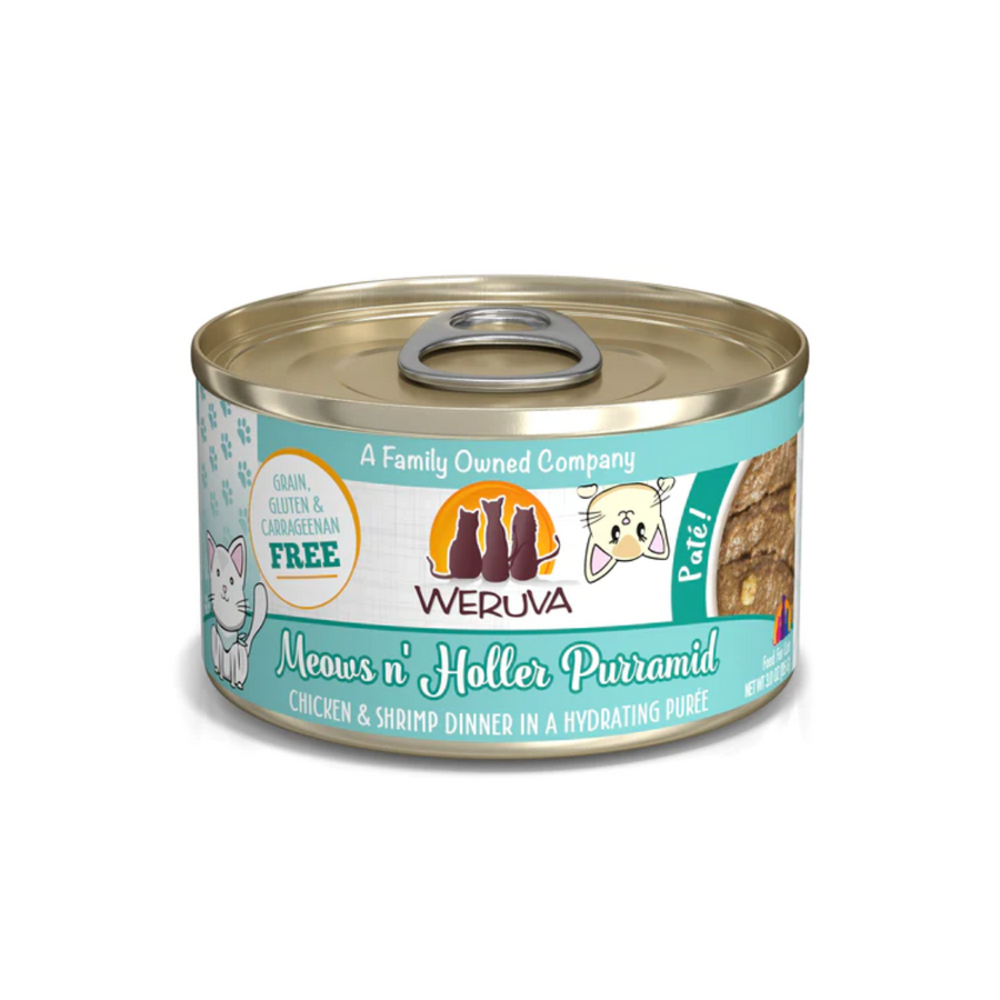 Weruva Wet Cat Food - Meows n' Holler Purramid Chicken & Shrimp in a Hydrating Puree Canned 