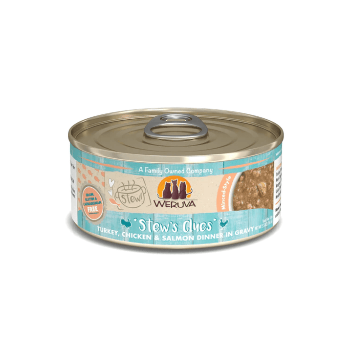 Weruva Wet Cat Food - Stew's Clues Turkey, Chicken & Salmon in Gravy 