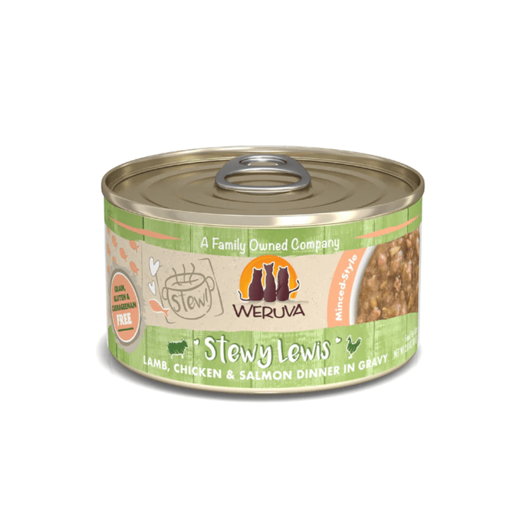 Weruva Wet Cat Food - Stewy Lewis Lamb, Chicken & Salmon in Gravy Canned 