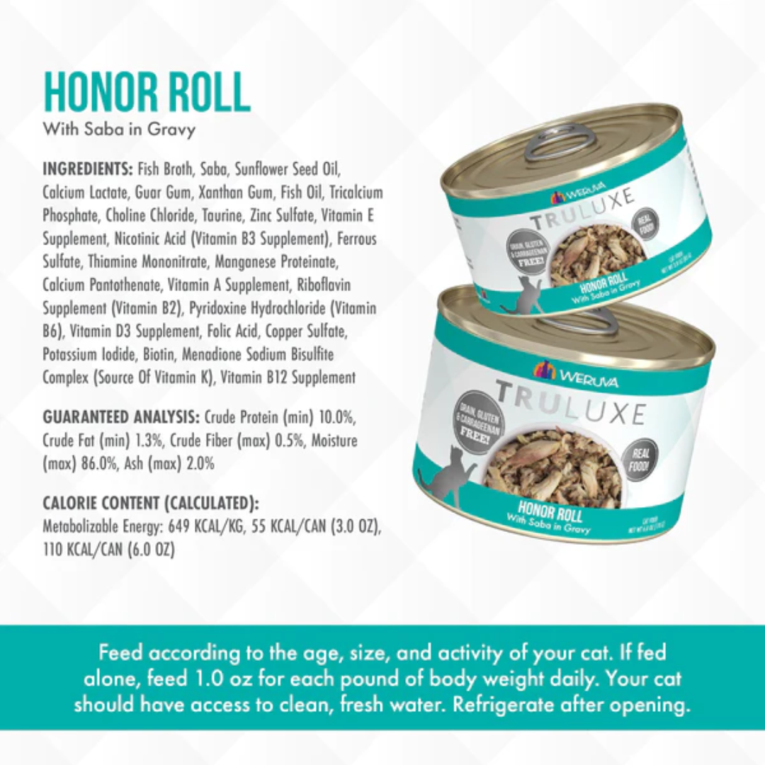 Weruva Wet Cat Food - TRULUXE Honor Roll with Saba in Gravy Canned 