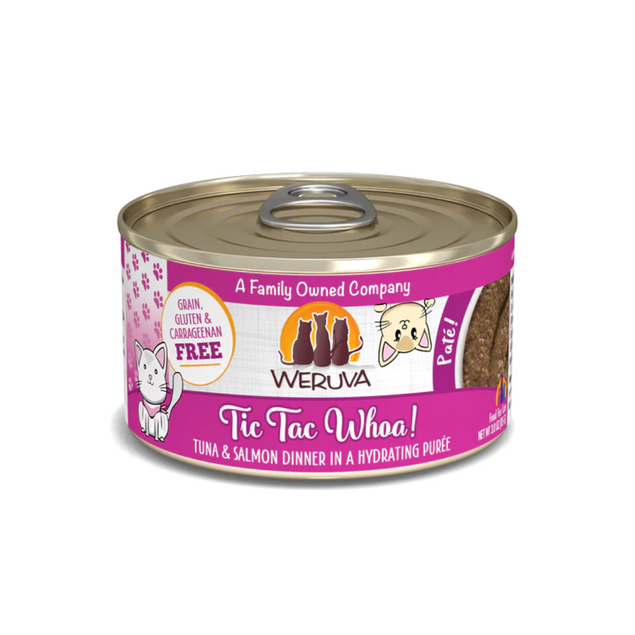 Weruva Wet Cat Food - Tic Tac Whoa! Tuna & Salmon Dinner in a Hydrating Purée Canned 