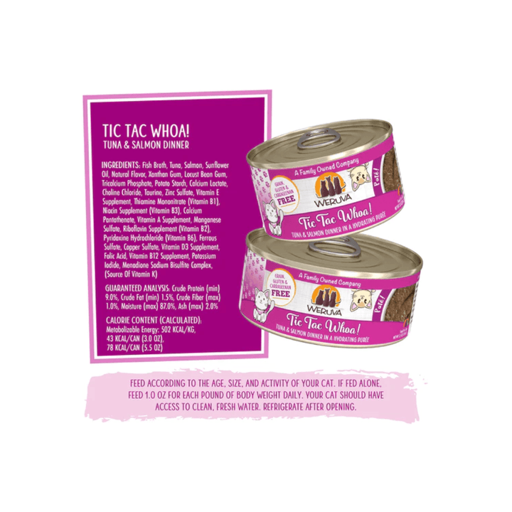 Weruva Wet Cat Food - Tic Tac Whoa! Tuna & Salmon Dinner in a Hydrating Purée Canned 