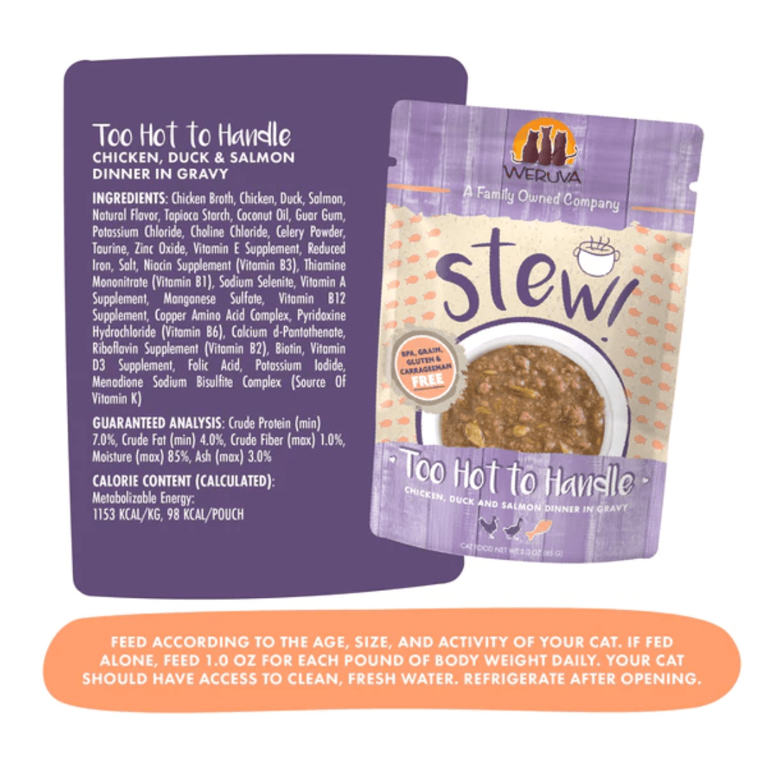 Weruva Wet Cat Food - Too Hot to Handle Chicken, Duck & Salmon in Gravy Pouch 