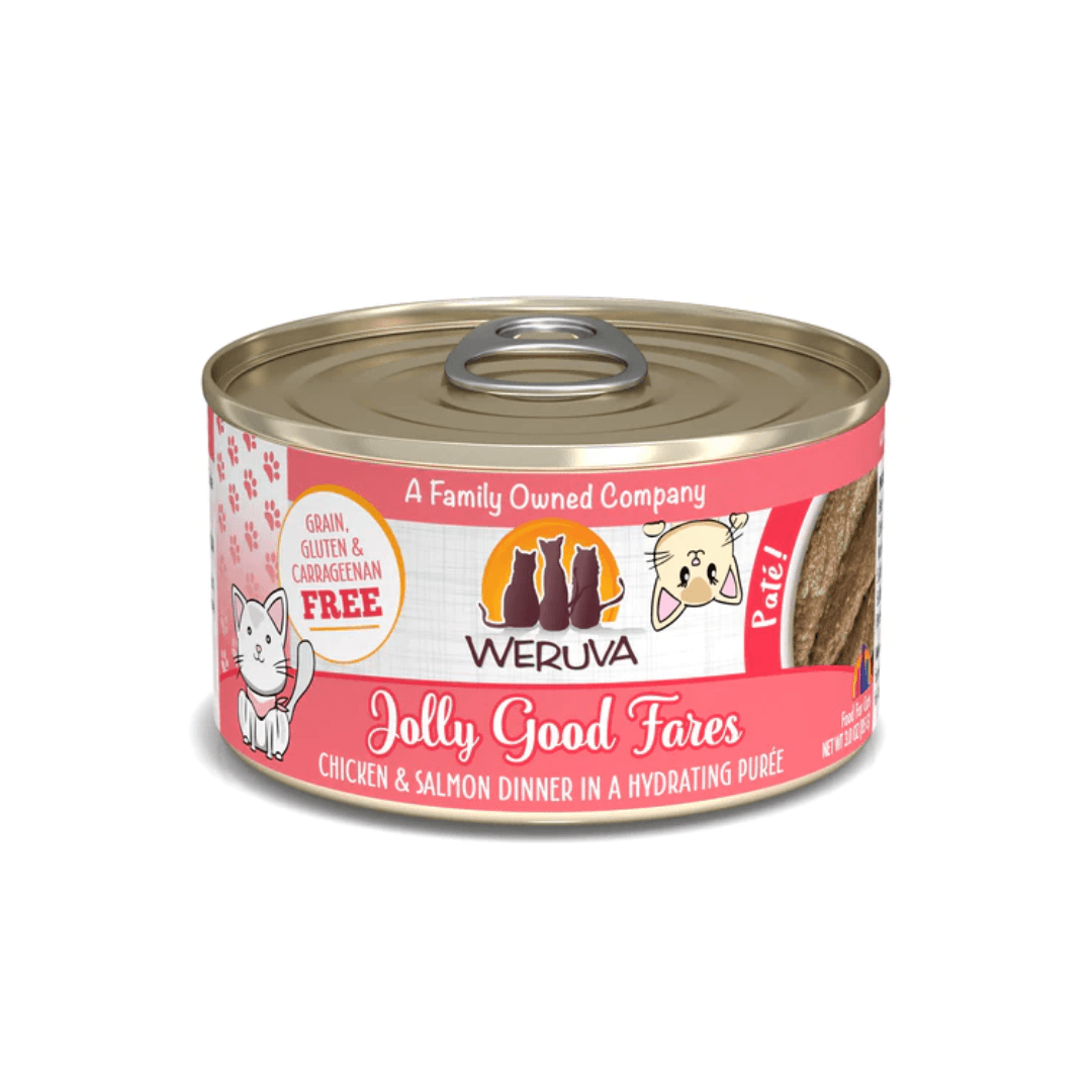 Weruva Wet Cat Food - Weruva Cat Paté Jolly Good Fares Chicken & Salmon Dinner in a Hydrating Purée Canned 