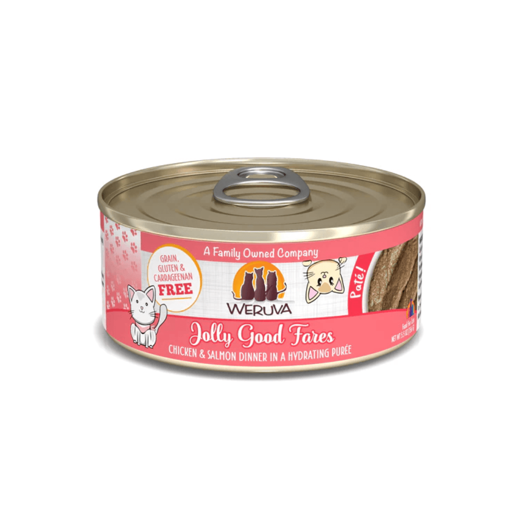 Weruva Wet Cat Food - Weruva Cat Paté Jolly Good Fares Chicken & Salmon Dinner in a Hydrating Purée Canned 