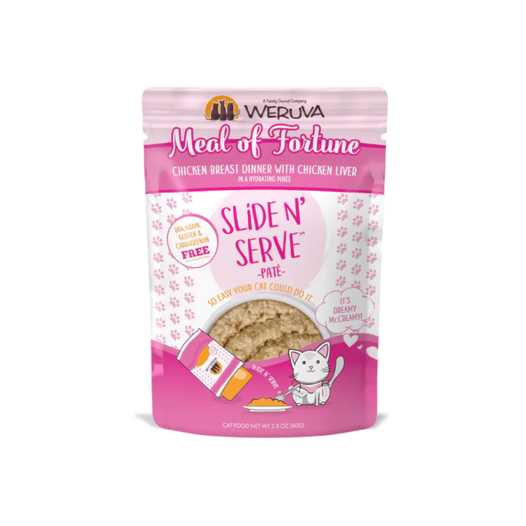 Weruva Wet Cat Food - Weruva Cat Paté  Meal of Fortune Chicken Breast Dinner With Chicken Liver in a Hydrating Purée Pouch 