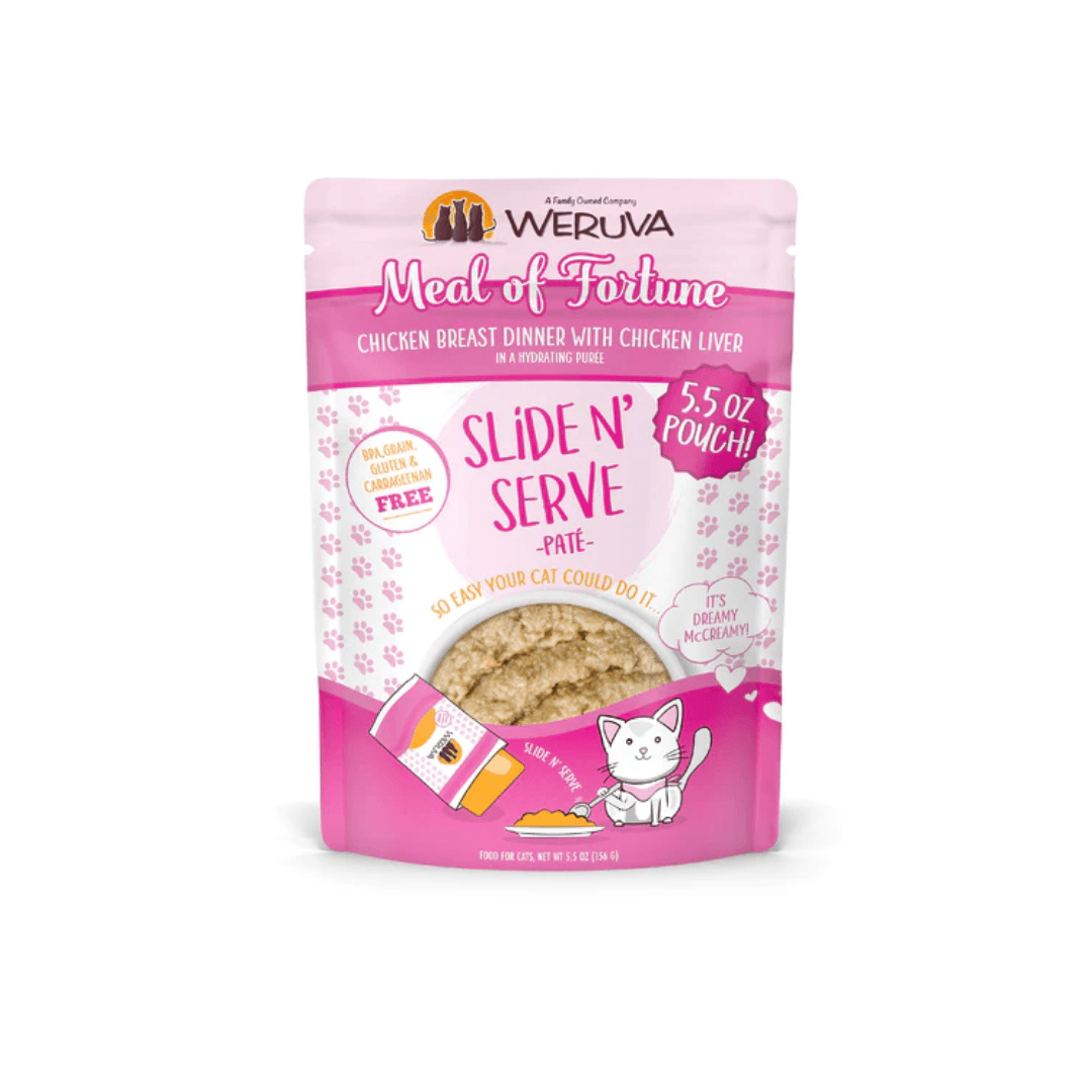 Weruva Wet Cat Food - Weruva Cat Paté  Meal of Fortune Chicken Breast Dinner With Chicken Liver in a Hydrating Purée Pouch 