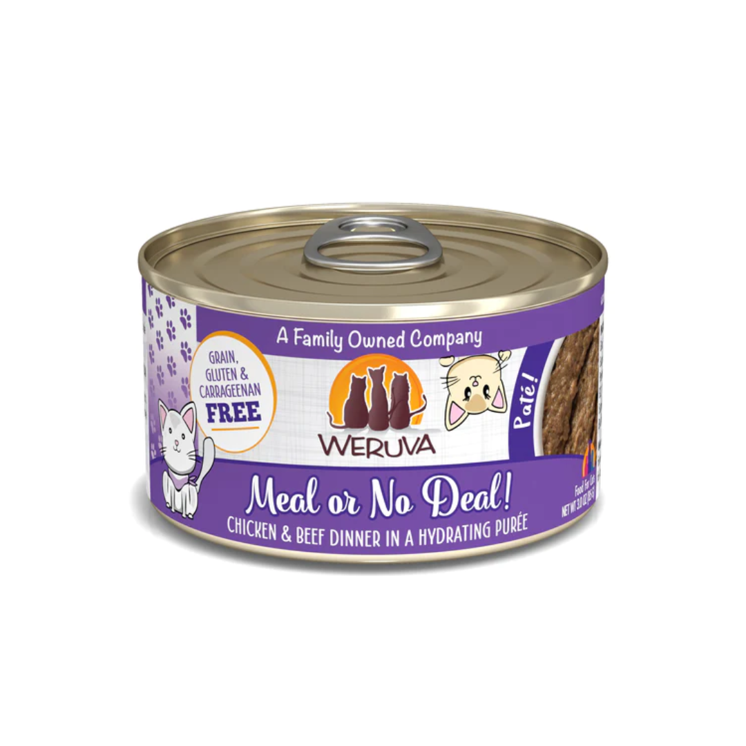 Weruva Wet Cat Food - Weruva Cat Paté  Meal or No Deal! Chicken & Beef Dinner in a Hydrating Purée Canned 