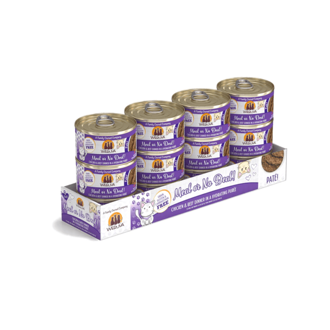 Weruva Wet Cat Food - Weruva Cat Paté  Meal or No Deal! Chicken & Beef Dinner in a Hydrating Purée Canned 