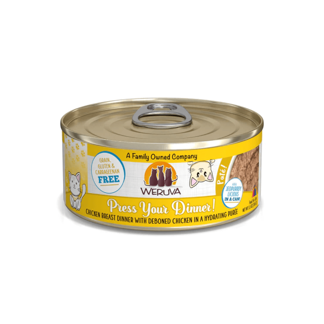 Weruva Wet Cat Food - Weruva Cat Paté Press Your Dinner! Chicken Breast Dinner with Deboned Chicken in a Hydrating Purée Canned 