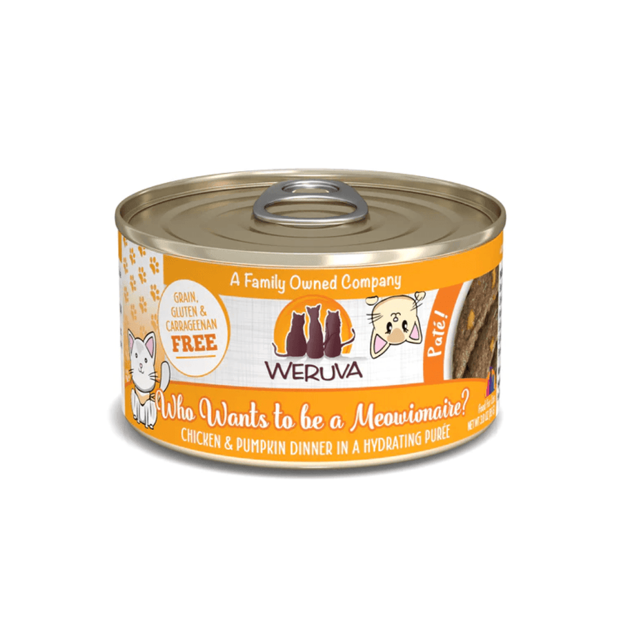 Weruva Wet Cat Food - Weruva Cat Paté  Who Wants to be a Meowionaire? Chicken & Pumpkin Dinner in a Hydrating Purée Canned 