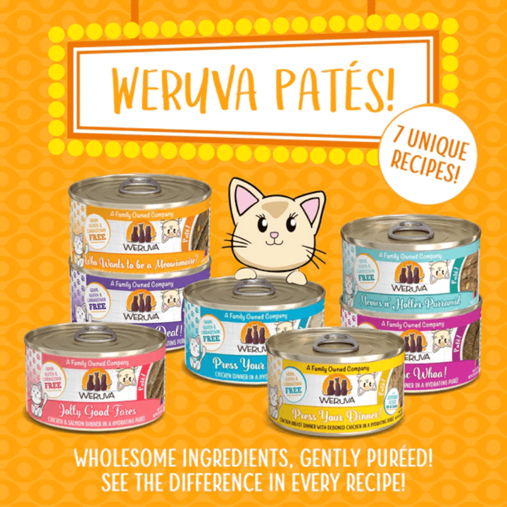 Weruva Wet Cat Food - Weruva Cat Paté  Who Wants to be a Meowionaire? Chicken & Pumpkin Dinner in a Hydrating Purée Canned 