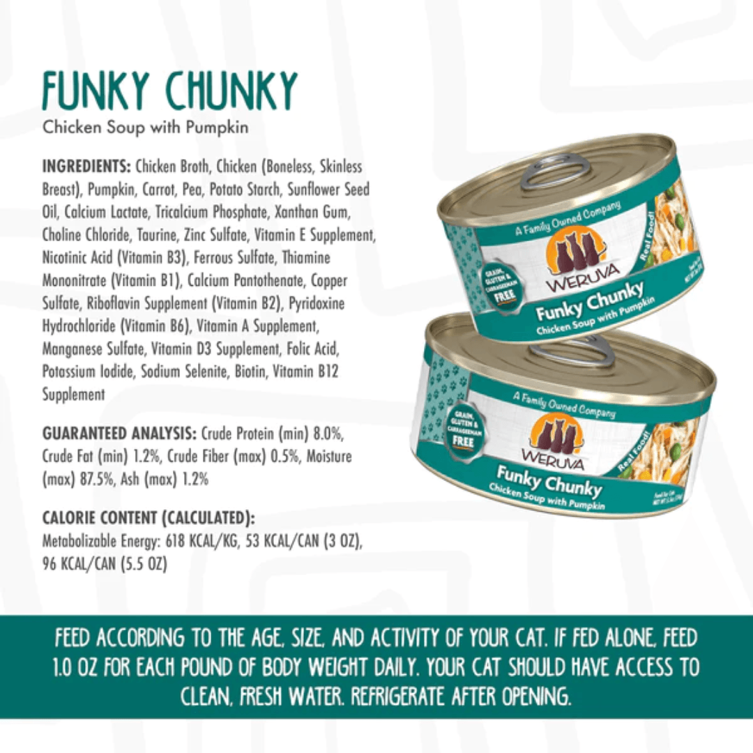 Weruva Wet Cat Food - Weruva Classic Cat  Funky Chunky Chicken Soup with Pumpkin Canned 